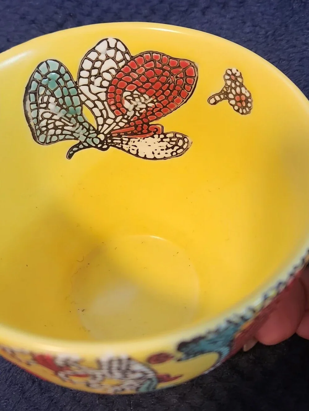 Vibrant World Market Taised Mosiac Butterfly Coffee Mug 16 oz